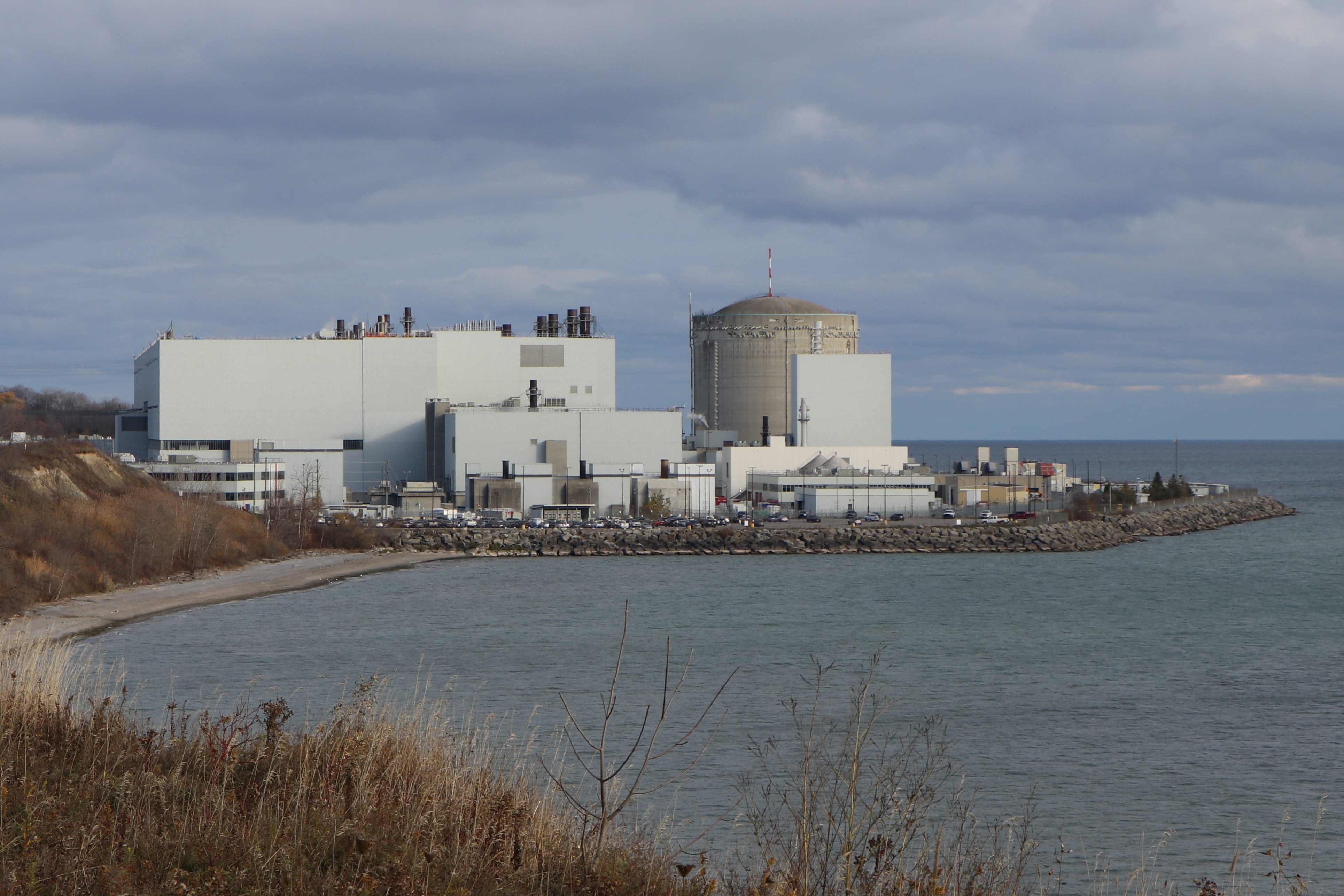 Darlington Nuclear Generating Station on the shore of Lake Ontario, Canada